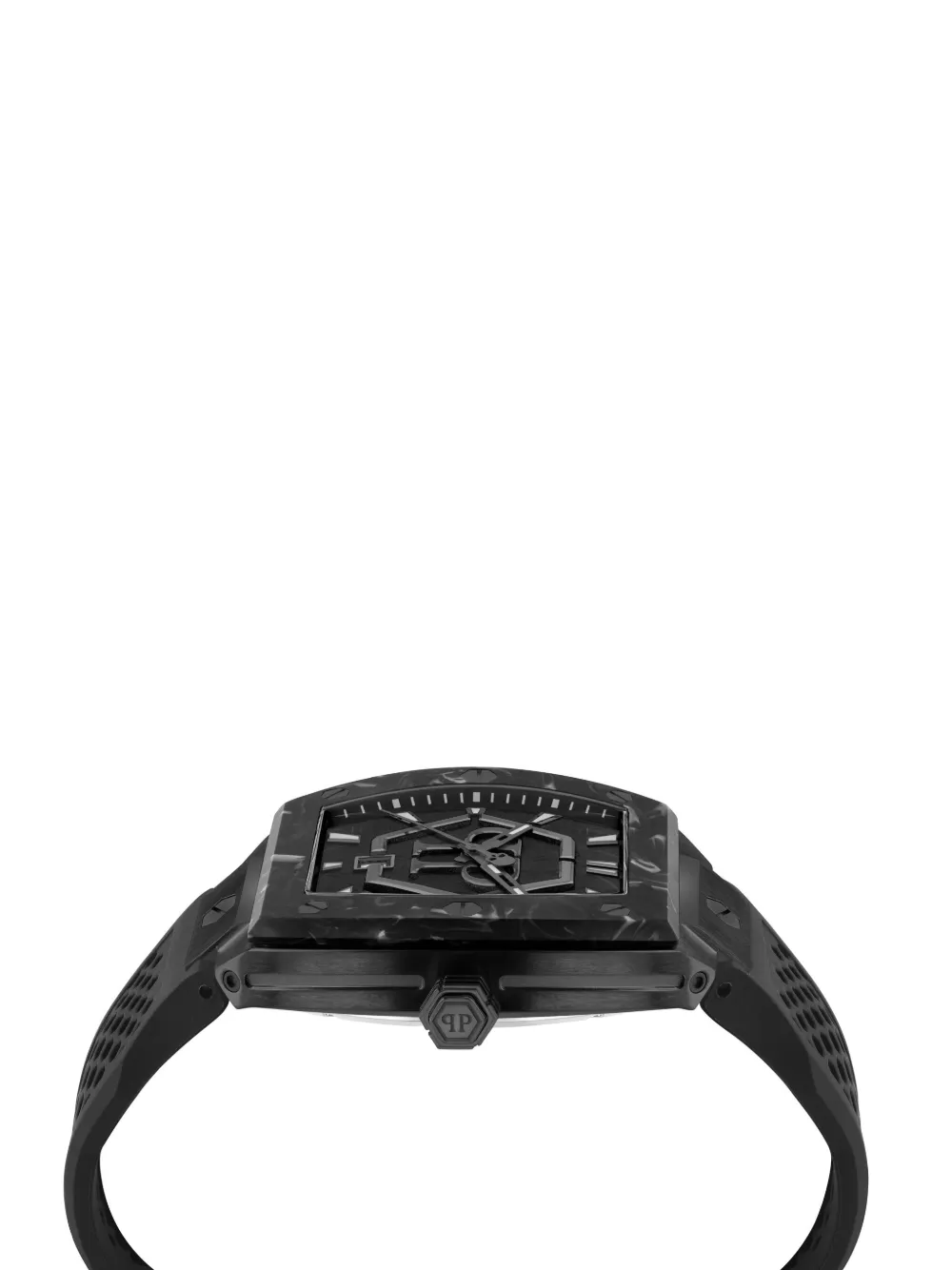 Philipp Plein The Hexagon Phantom Silicone Watch In Black