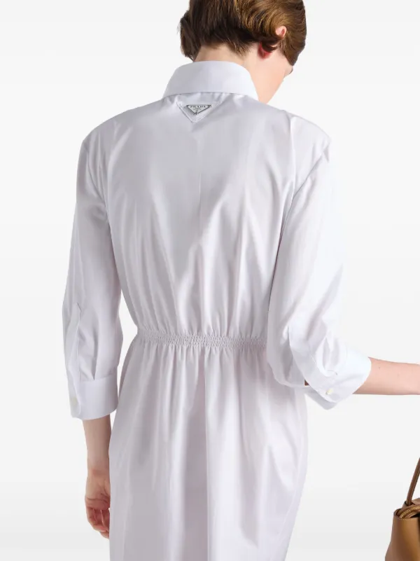 【プラダ・PRADA】Poplin dress Prada Long-Sleeve Pleated Poplin Shirtdress | Neiman Marcus