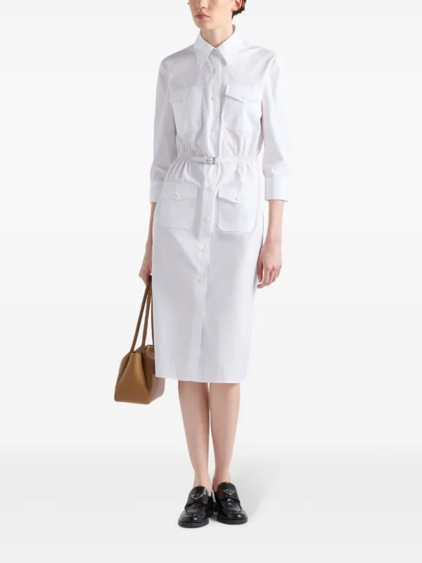 【関税&送料込】Prada White Poplin Shirt Dress Prada White Poplin Shirt Dress | italist