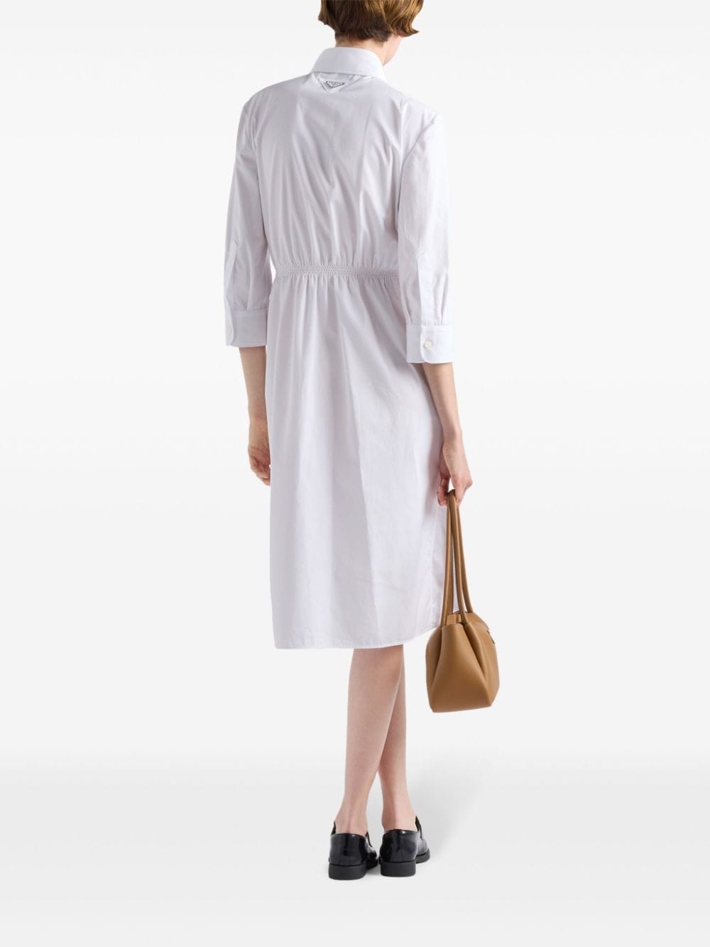 Shop Prada Poplin Shirt Dress In Weiss