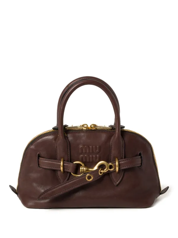 Miu Miu Aventure Leather Tote Bag Brown FARFETCH HK