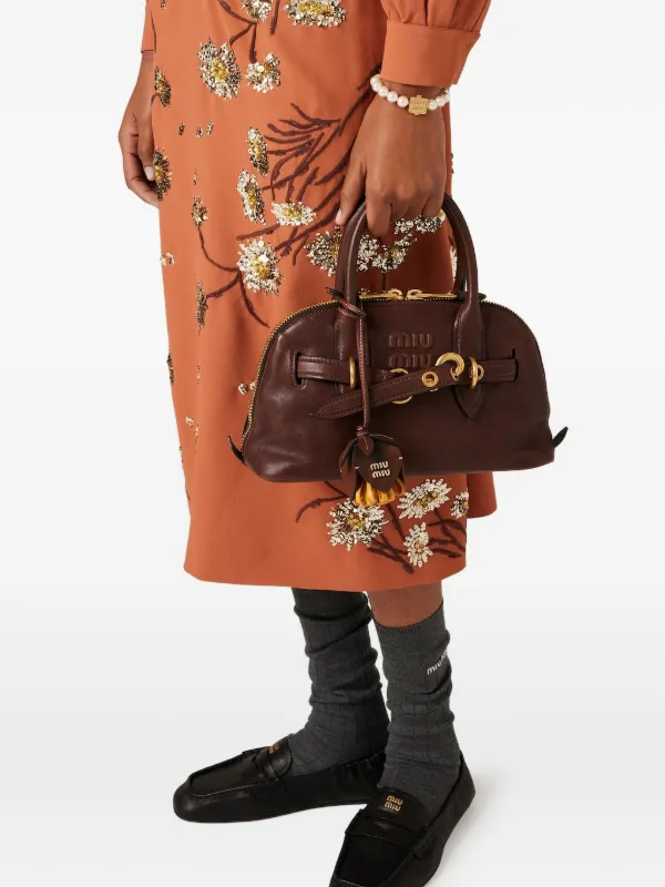 Miu Miu Small Aventure Leather Tote Bag | Brown | FARFETCH