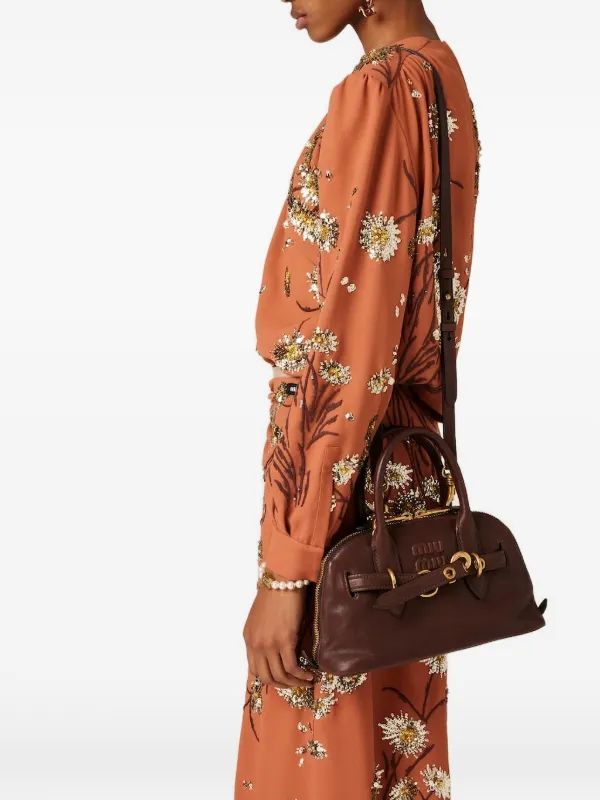 Miu Miu Small Aventure Leather Tote Bag | Brown | FARFETCH CA