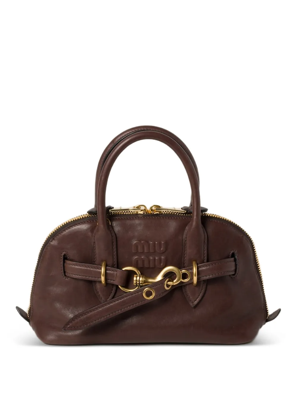 Miu Miu Small Aventure Leather Tote Bag | Brown | FARFETCH