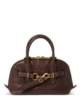 Miu Miu Bolsa Tote Aventure De Couro | Marrom | FARFETCH BR