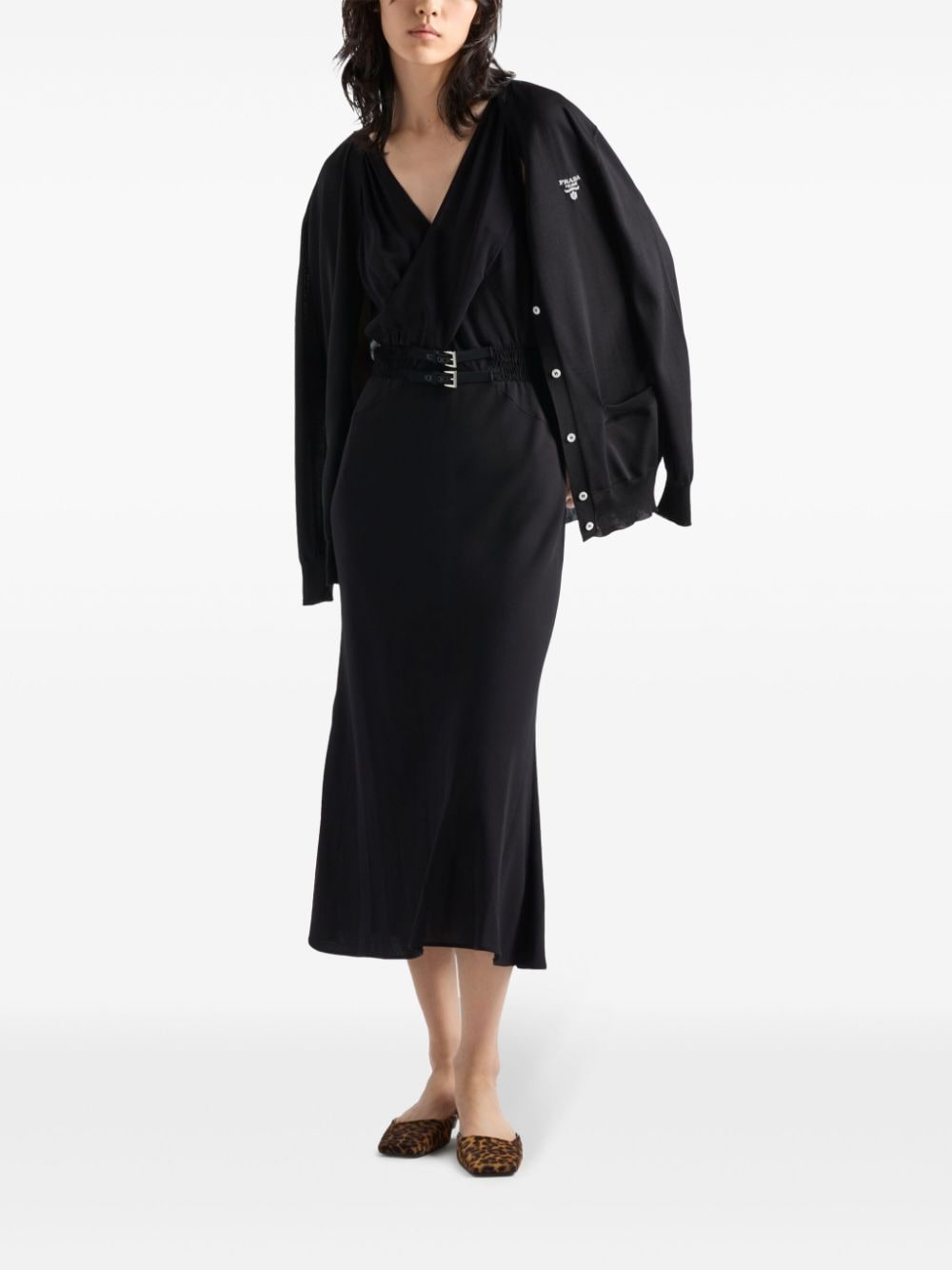 Shop Prada Silk Cardigan In Black