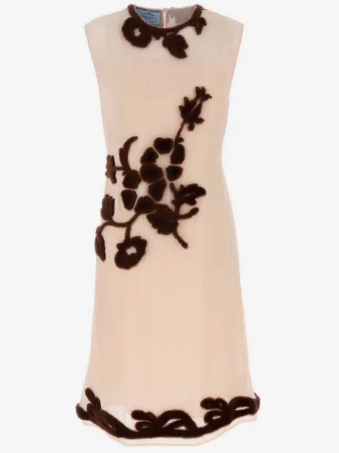 Prada Abito midi con ricamo a fiori