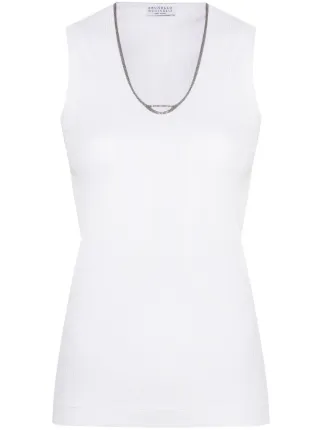 【関税&送料込み】Brunello Cucinelli Top Brunello Cucinelli Monili-chain Tank Top | White | FARFETCH JO