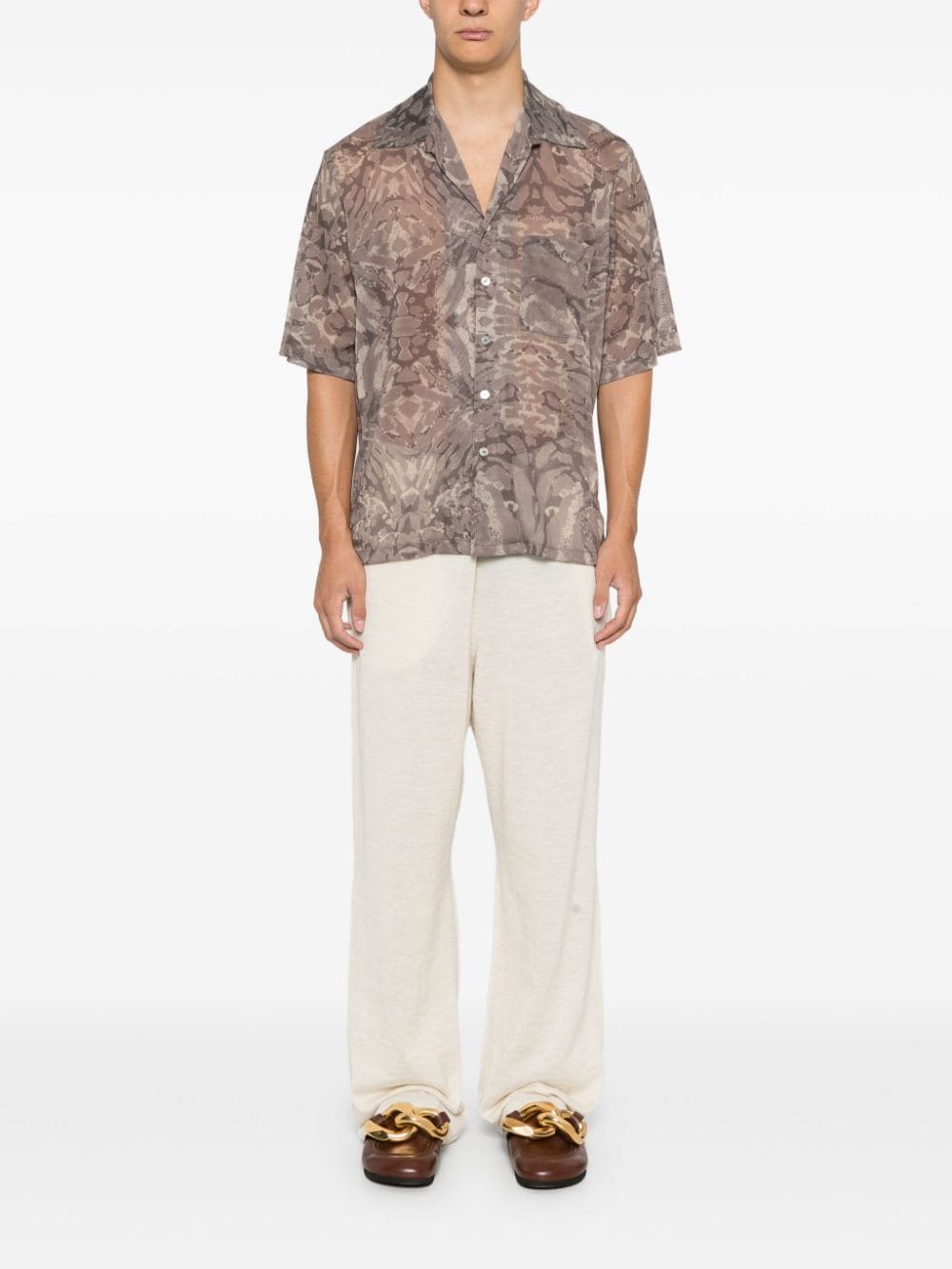 Shop Saints Studio Camouflage-print Shirt In Neutrals