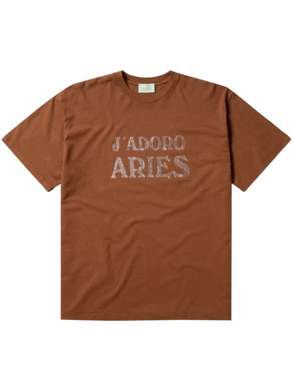 Shop Aries Embellished-logo T-shirt In Brown