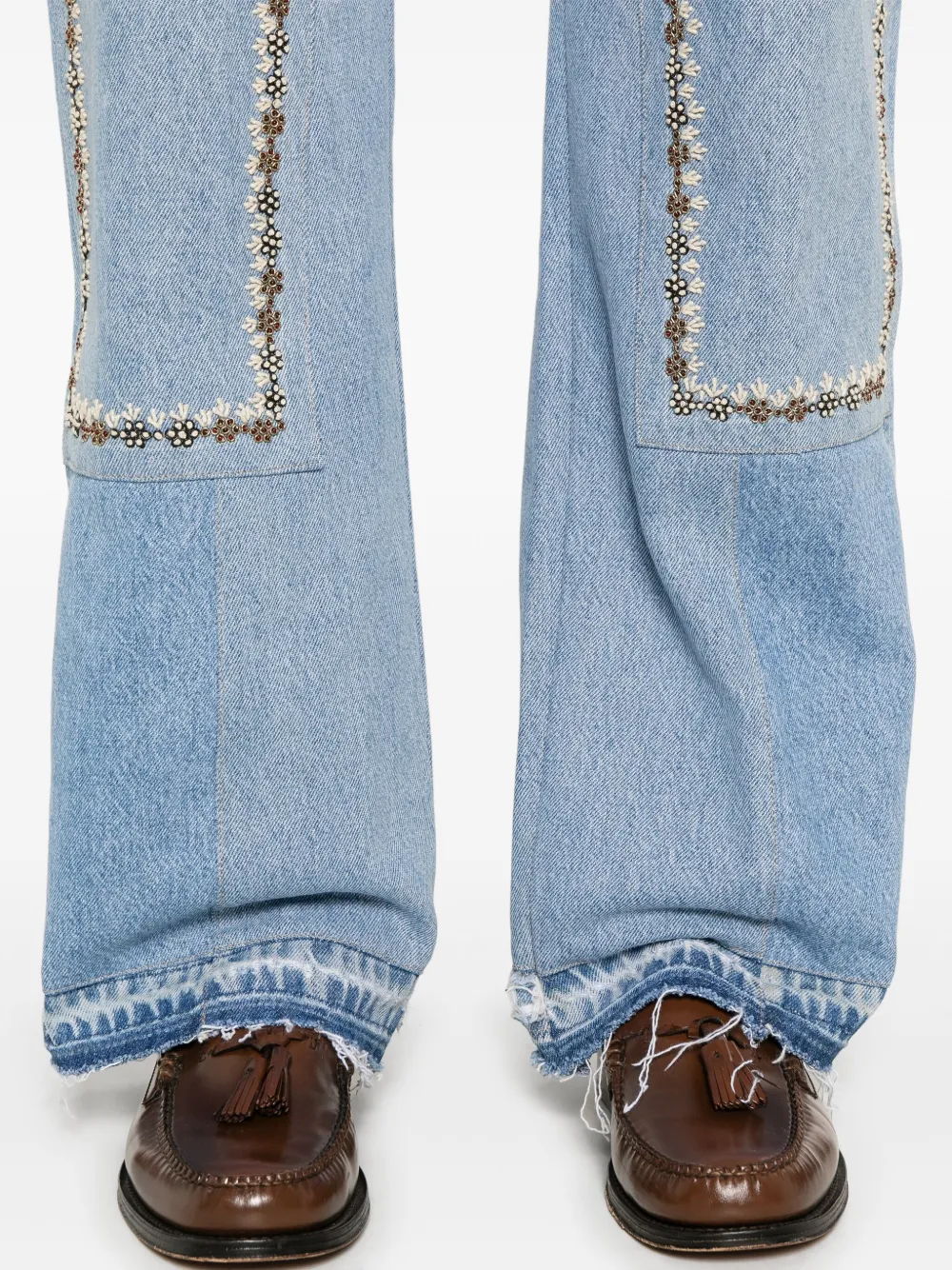 Shop Kartik Research Double Patch Knee Jeans In Blue