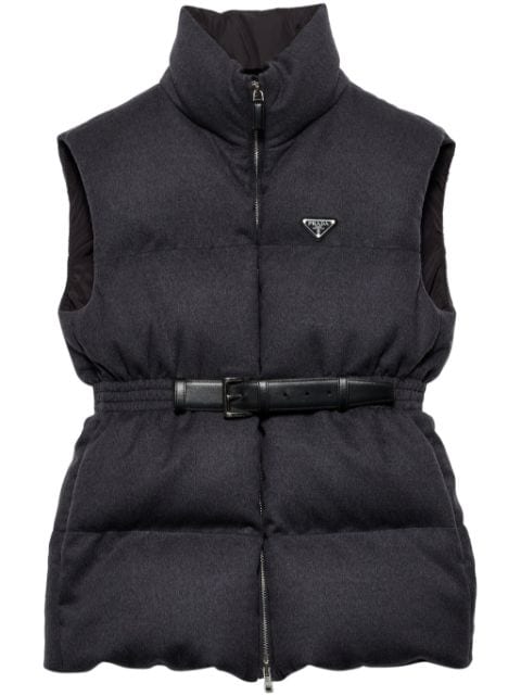 Prada belted down-padded gilet 