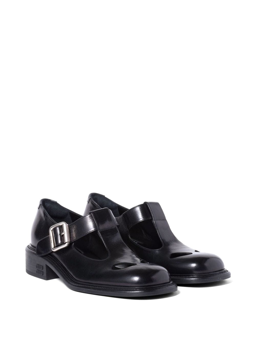 Shop Miu Miu 30mm Leather T-bar Shoes In Black