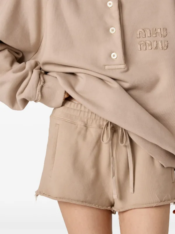 VIP【関税送料無料】希少 Miu Miu Cotton Shorts Miu Miu layered-detail Cotton Shorts | Grey | FARFETCH