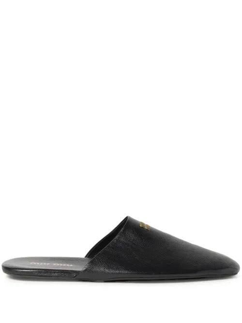 Miu Miu chaussons en cuir - Noir - Miu Miu - Modalova