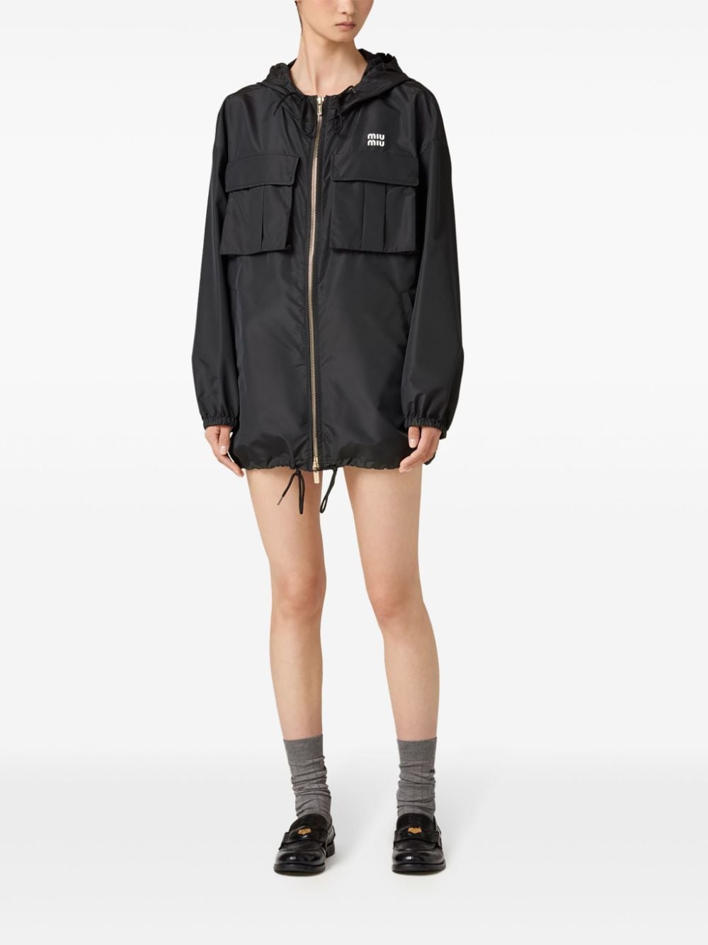 Shop Miu Miu Panelled Parka Coat In Black