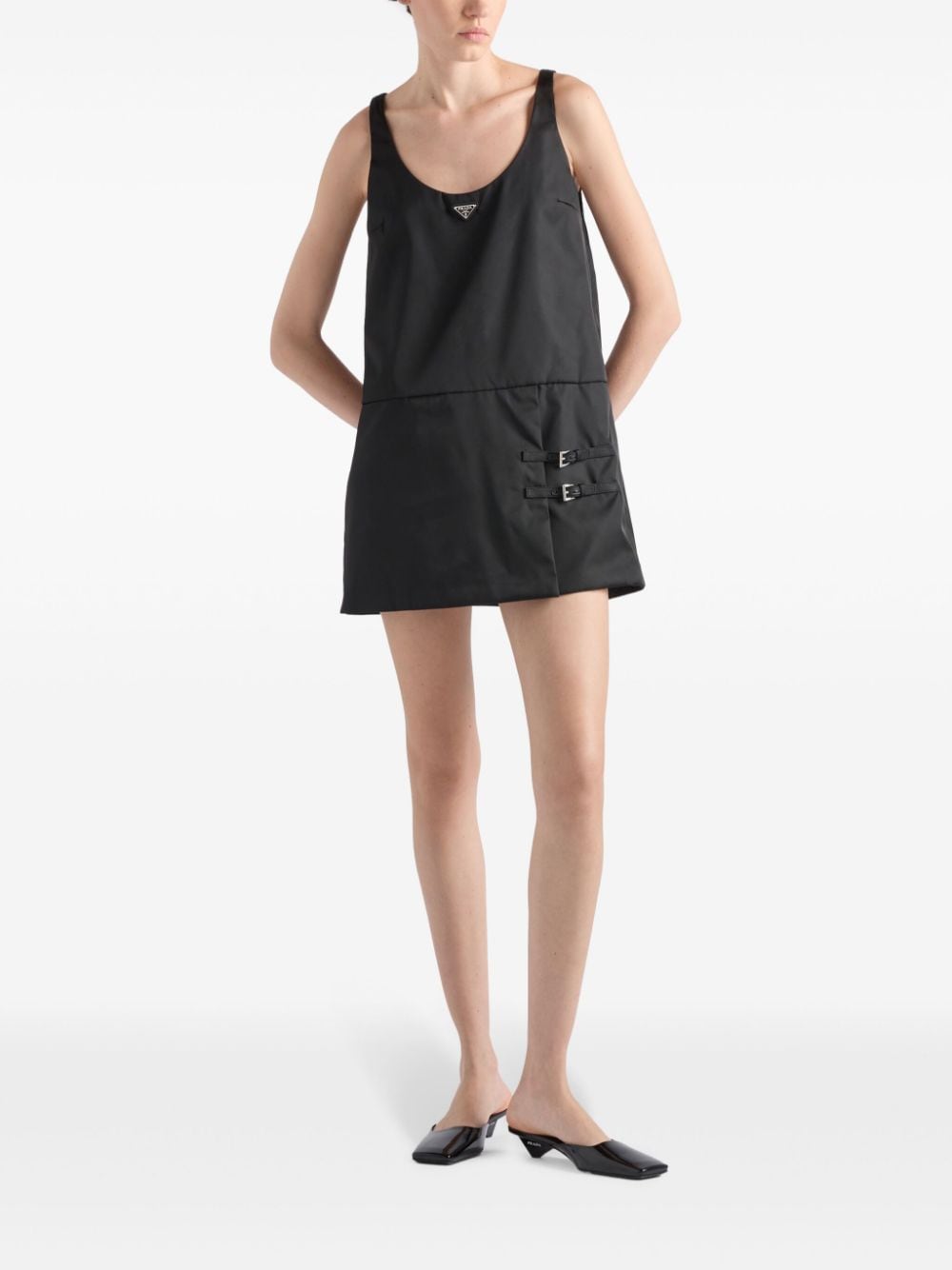 Shop Prada Sleeveless Re-nylon Dress In Black