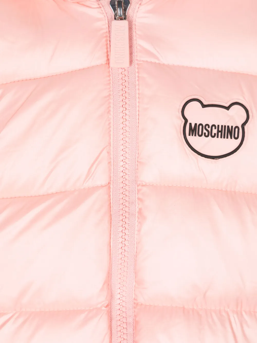 Moschino Kids Donsjack met logopatch Roze