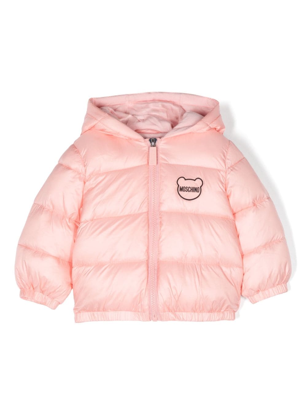 Moschino Kids logo patch puffer jacket - Rosa