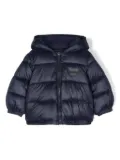 Moschino Kids logo patch puffer jacket - Blue
