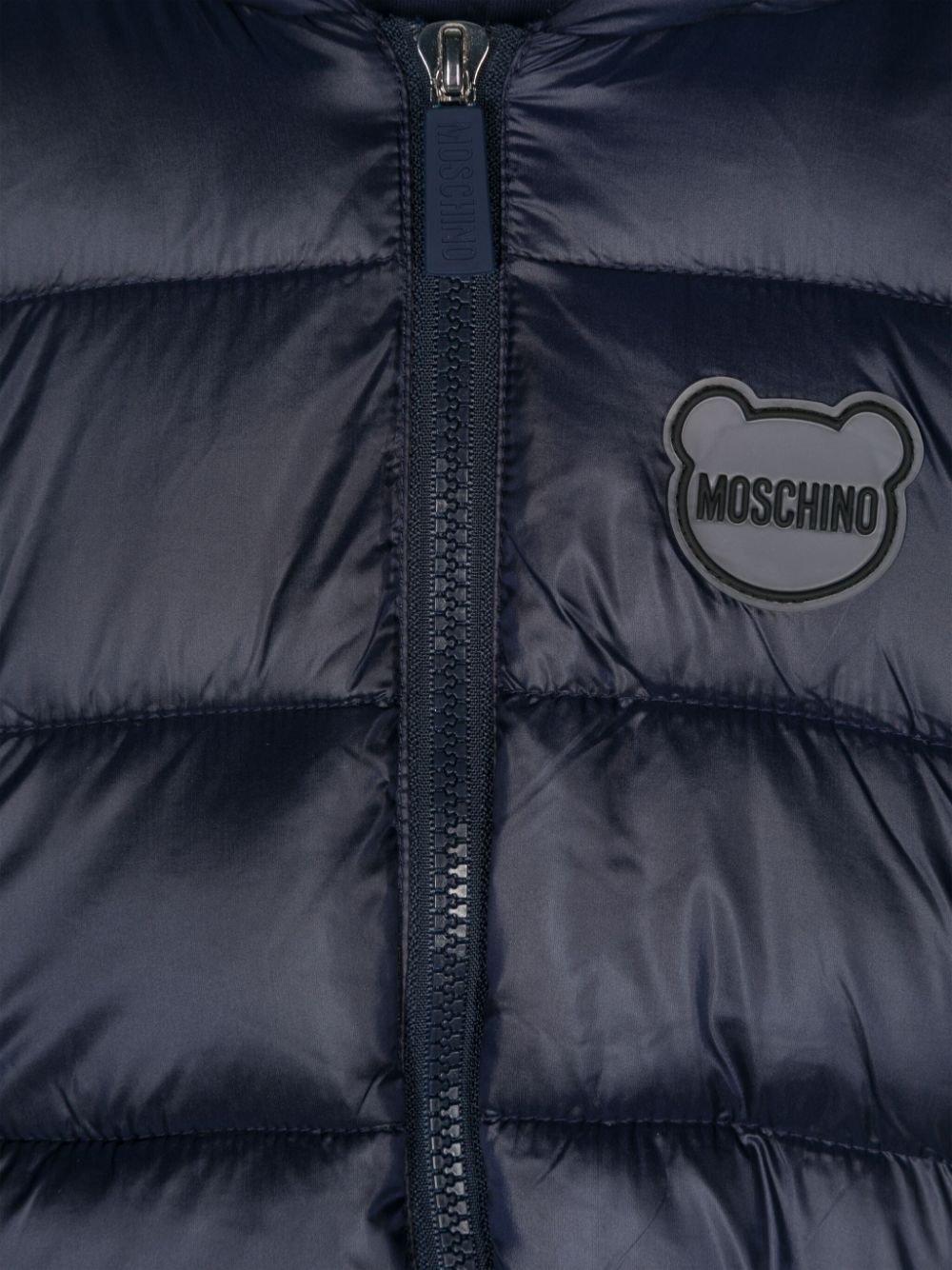 Moschino Kids Donsjack met logopatch Blauw