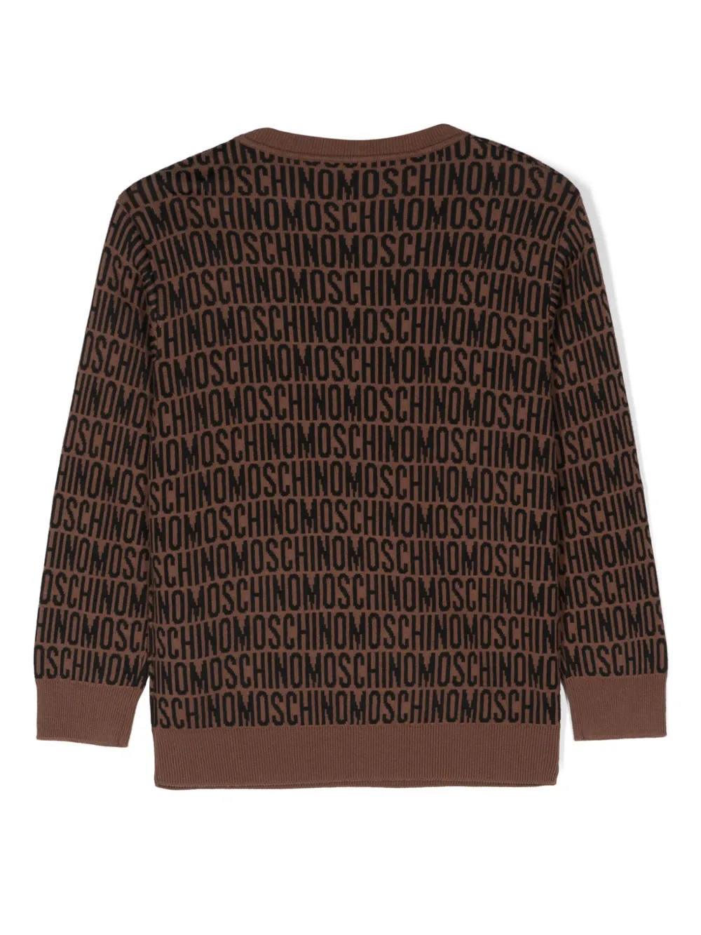 Moschino Kids Trui met logo jacquard Bruin