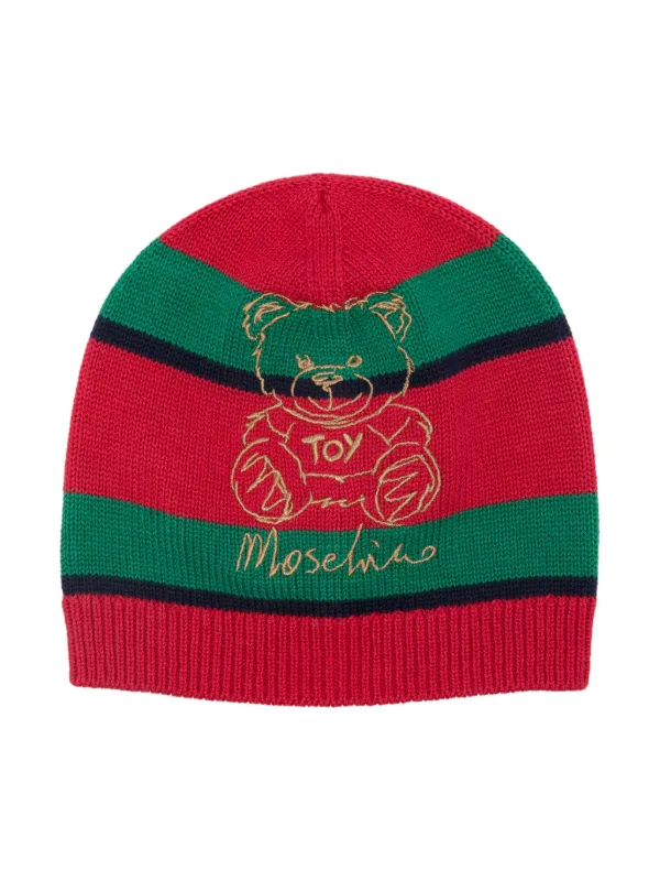 Moschino Red Teddy Bear Graphic Wool Blend Beanie Moschino beanie women teddy bear 65335M2801007 Red wool cap  main image 3