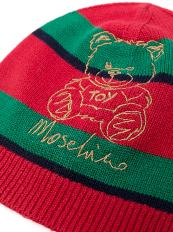 Moschino Kids Teddy Bear Beanie | Red | FARFETCH ID display picture 3