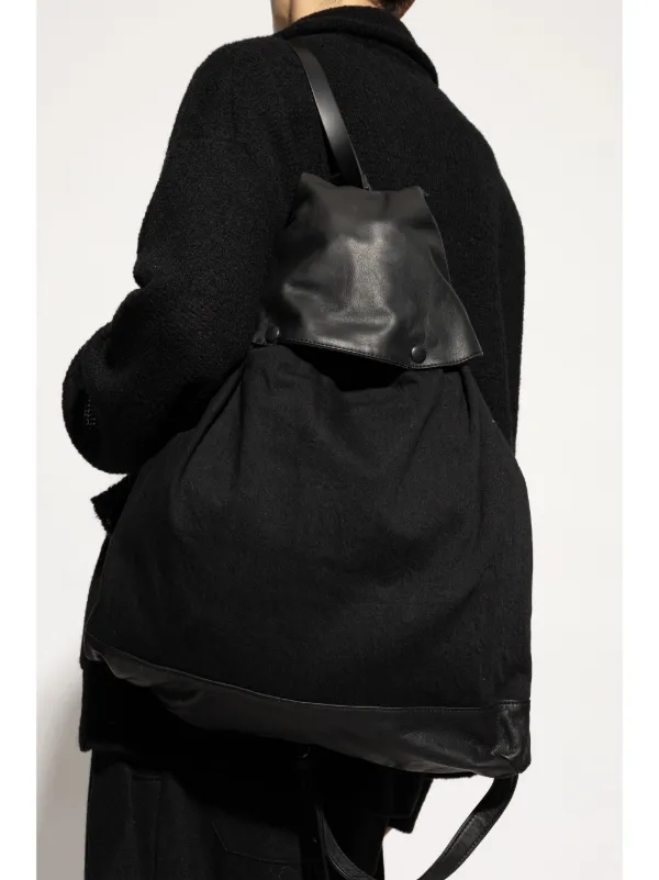 Yohji Yamamoto バッグ ブラック Y'Saccs Yohji Yamamoto Leather Strapped Flap Bag – Vertical Rags