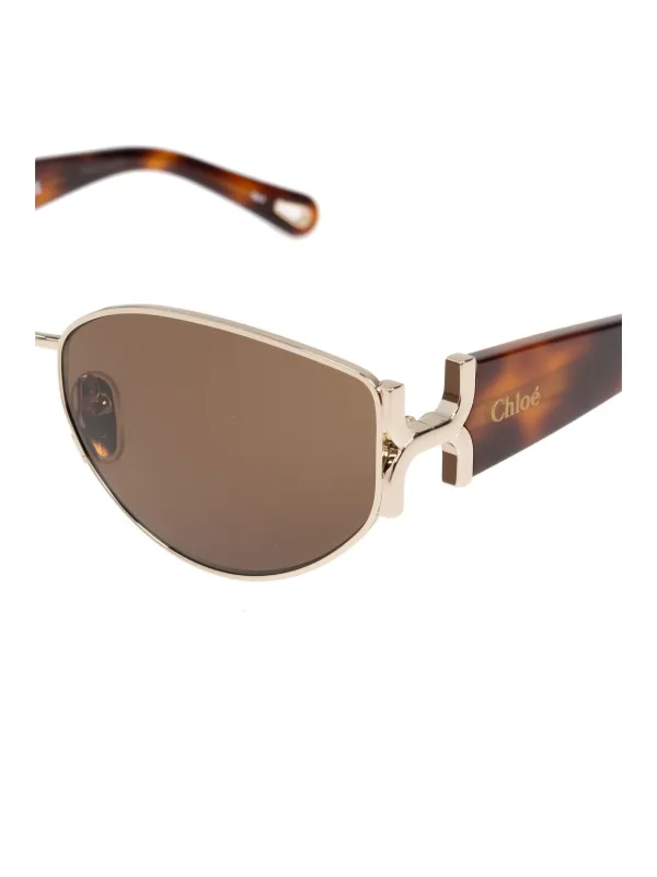 Chloé Eyewear logo-engraved oval-lens Sunglasses | Brown Chloé Eyewear logo-engraved oval-lens Sunglasses | Brown