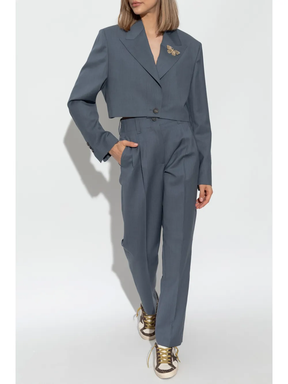 Golden Goose brooch detail cropped jacket - Blauw