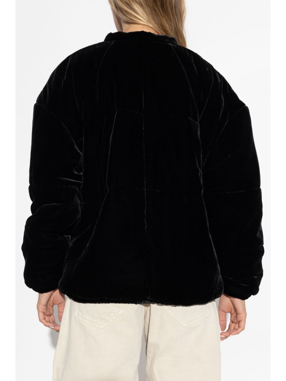 Shop Isabel Marant Velvet Bomber Jacket In 黑色