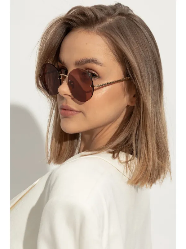 Chloé Eyewear Oversized round-frame Sunglasses | Gold | FARFETCH display picture 2