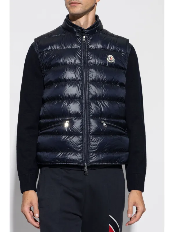 Moncler Gui logo patch Puffer Gilet Blue FARFETCH HK