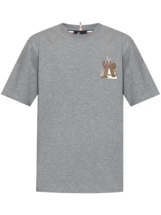 Moncler Grenoble Mountain Logo Embroidered T-shirt | Grey