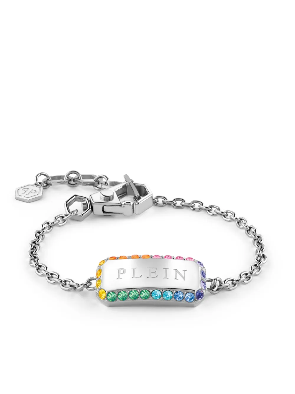 Philipp Plein Crystal Tag Bracelet In 银色