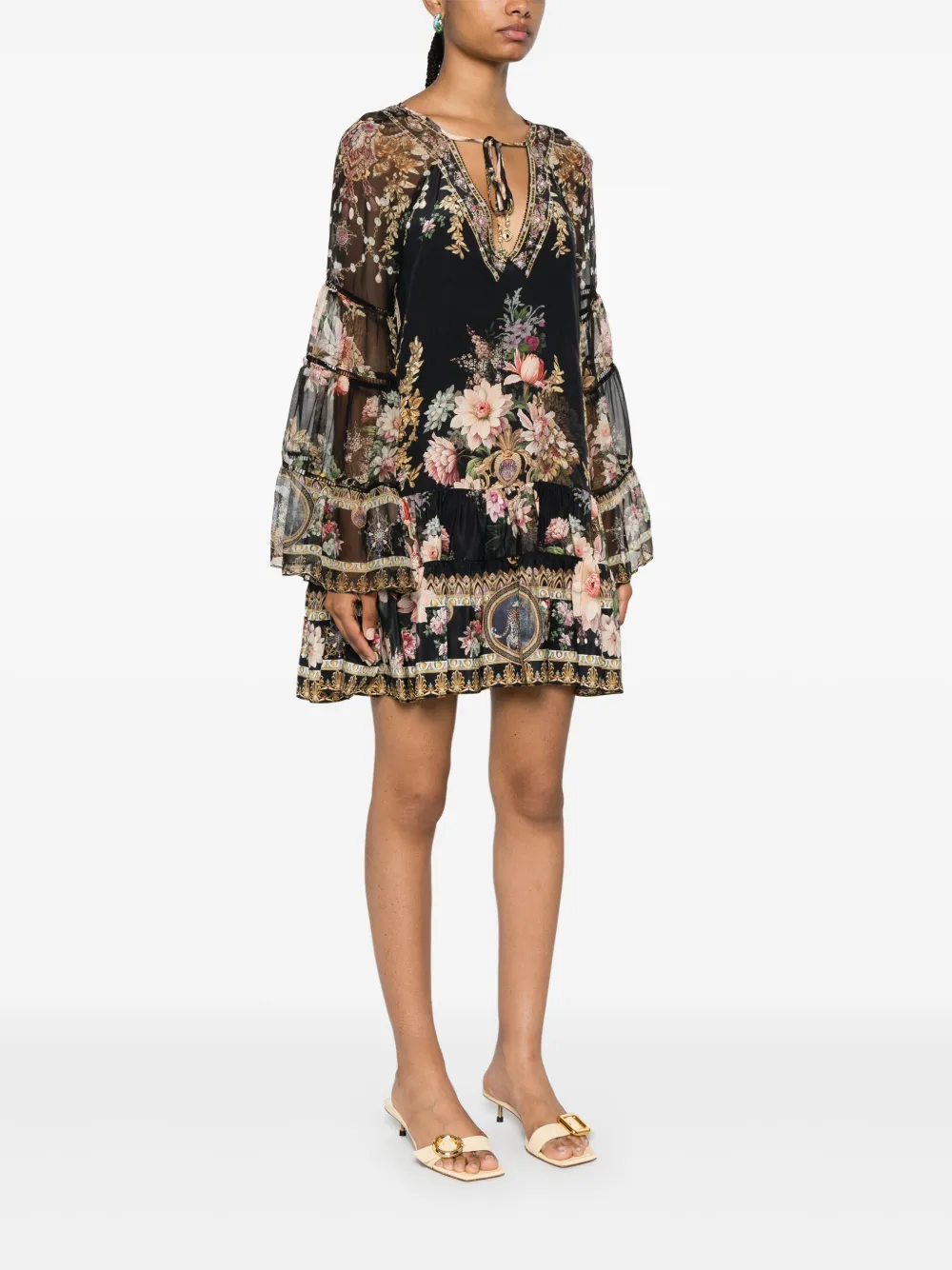 Camilla Mini-jurk met kant Zwart