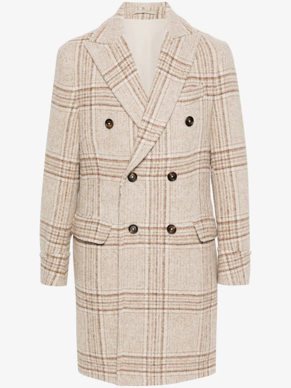 Eleventy check-pattern coat | Brown | Image 1
