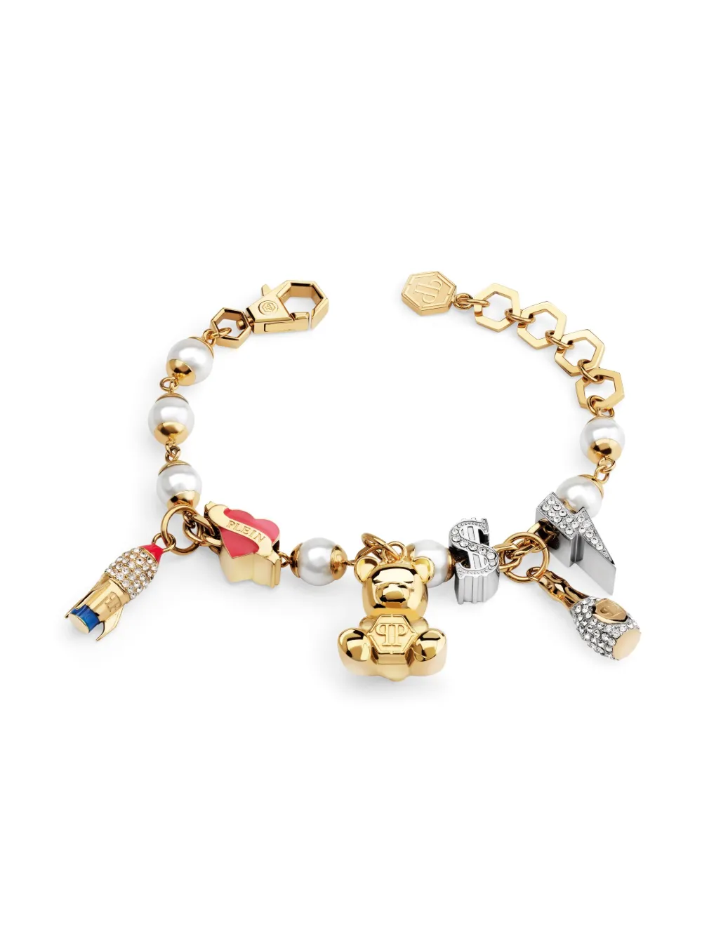 Philipp Plein Logo Charm Bracelet In 金色