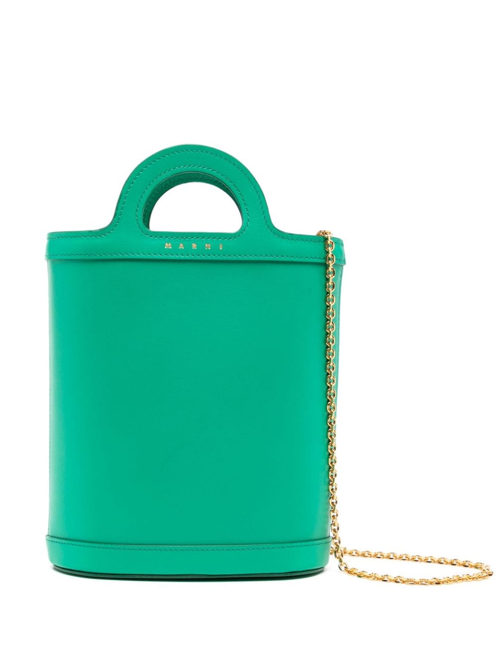 Marni Tropical Nano Leather Bucket Bag In Green