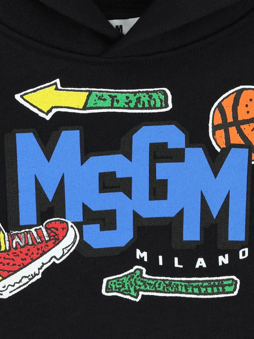 MSGM Kids Hoodie met logoprint Zwart
