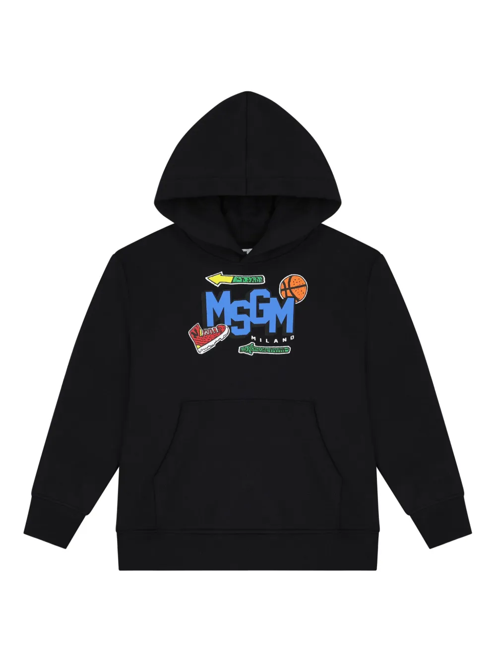 MSGM Kids Hoodie met logoprint Zwart