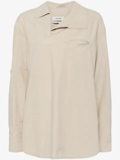 System asymmetric neck blouse
