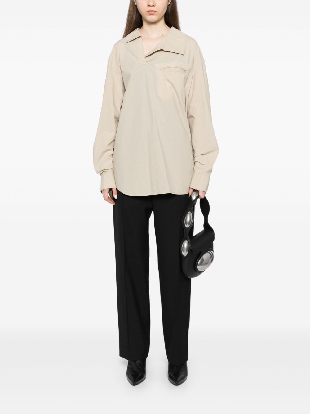 System Asymmetrische blouse - Beige