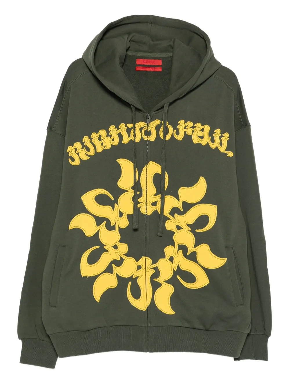 KUSIKOHC embroidered sun zip-up hoodie | Green | Image 1