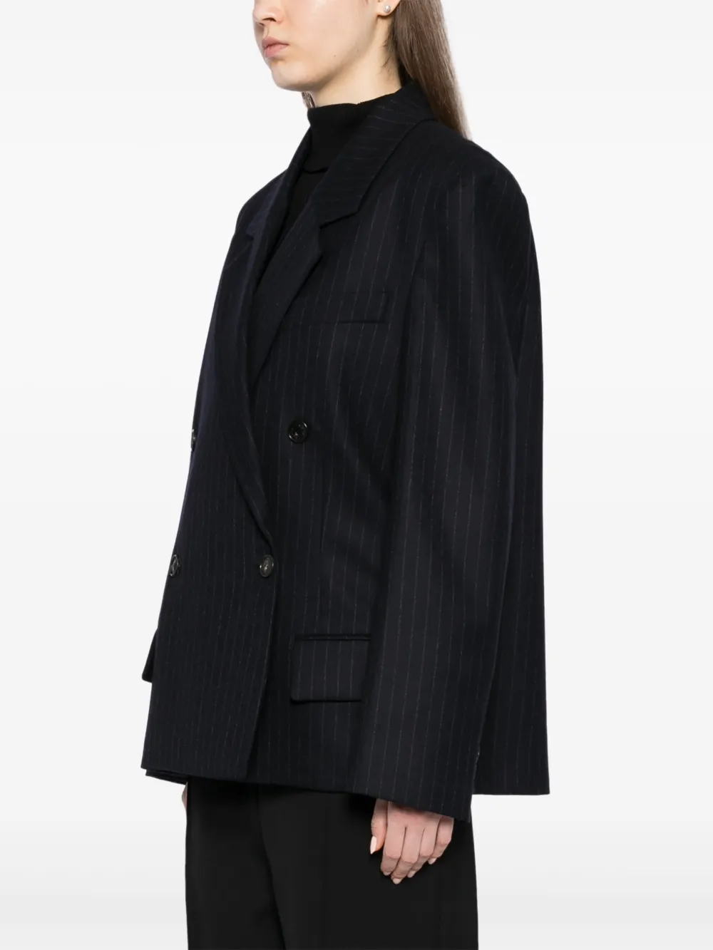 System Classic Stripe Blazer In Blue