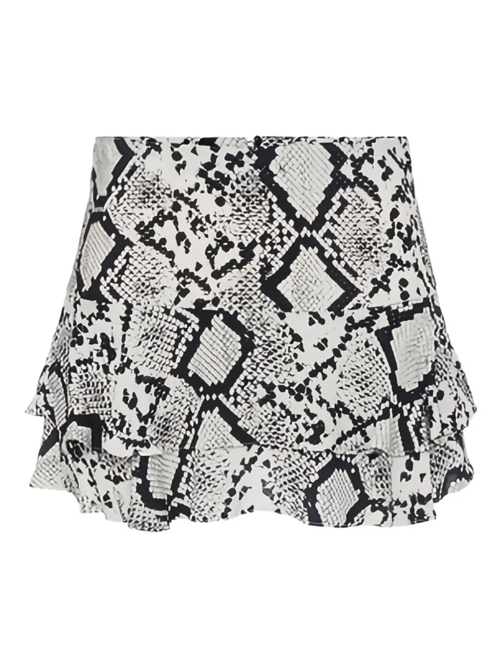 Elisabetta Franchi Snakeskin-print Ruffled Mini Skirt In Gray