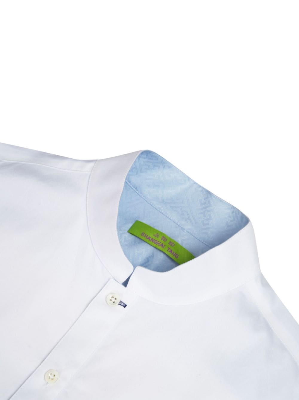 Shop Shanghai Tang Phoenix-detail Band-collar Shirt In White