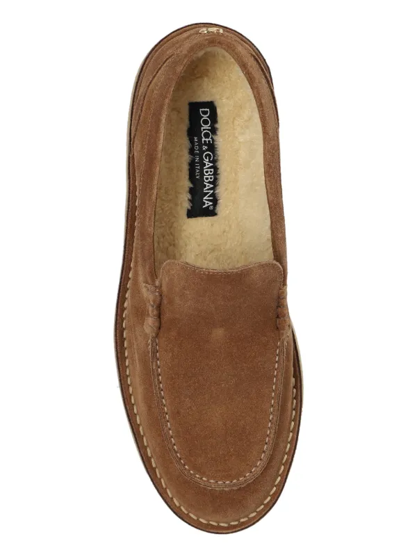 Dolce & Gabbana City Logo-Plaque Suede Loafers Light Brown DG suede loafers in beige - Dolce Gabbana | Mytheresa main image 3