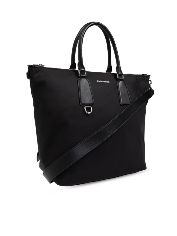DSQUARED2 logo plaque Nylon Tote Bag Black FARFETCH AO